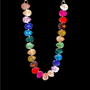 Multicolor rainbow Teardrop Necklace